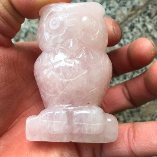 1pcs The owl statue of reiki home decoration treated with powder crystal