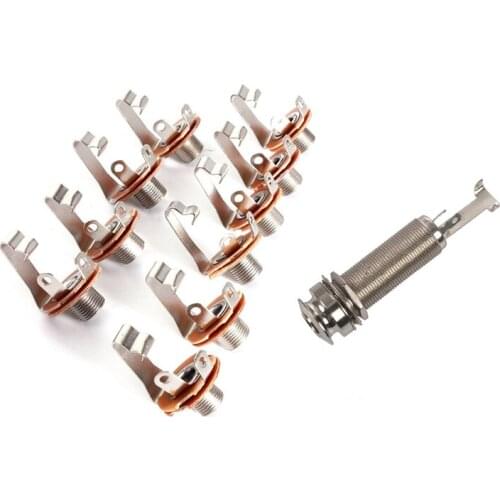 10 Pcs Mono Input Jack For Guitar Bass 6.35Mm Orange & 1X Mono Long Input Output Threaded Guitar Barrel Jack 1/4 Inch
