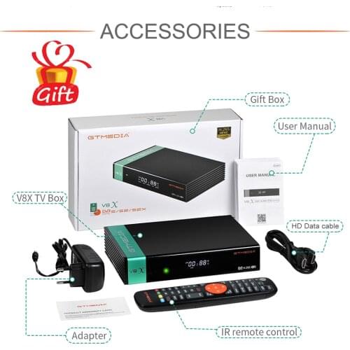 1080P Receptor Gtmedia V8X DVB-S2 built-in WIFI Satellite Receiver H.265 Upgrade from Freesat V8 Nova V9 Prime v8 Honor no app