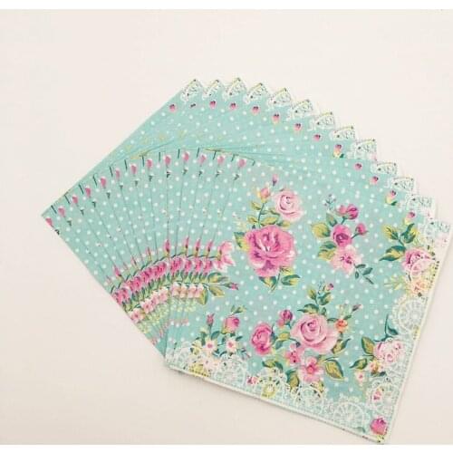 20pcs/lot 33cmx33cm printed Feature Rose Flowers And Plants Paper Napkins For Event & Party Decoration Supplies