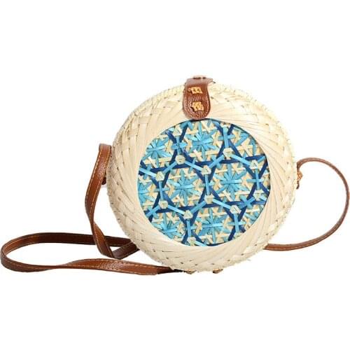 2021 Summer Luxury Handbag Womens Shoulder Bag Hollow Out Bamboo Woven Beach Bag Mobile Phone Wallet Mini Retro Art Round Bag