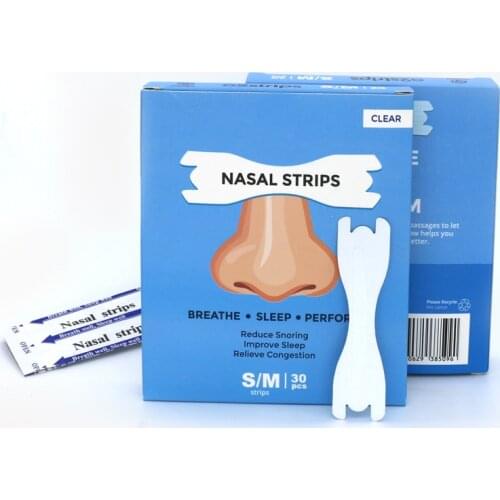 900pcs=30boxes Factory Price Anti Snoring Nasal Strips Sleep Reduce Snore Device Better Breathe Transparent Nose Strips 66x19mm