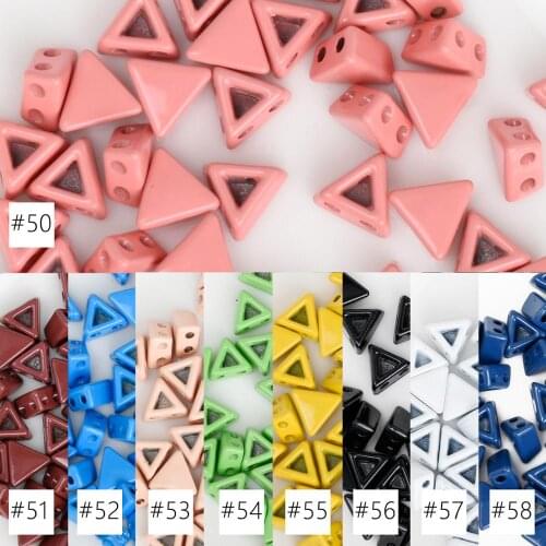 7*7*4mm Enamel Tile Beads, Triangle Shape 2-Hole Beads for Bracelets 5PCS 103236