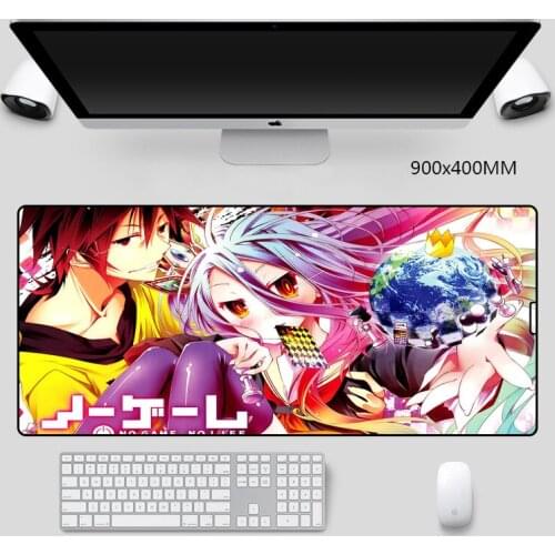 No Game No Life Anime Mouse Pads 900x400x2mm Gaming Mouse Pad Locked Edge Gamer Mat Computer Desk Pad Mouse Keyboard Play Mats