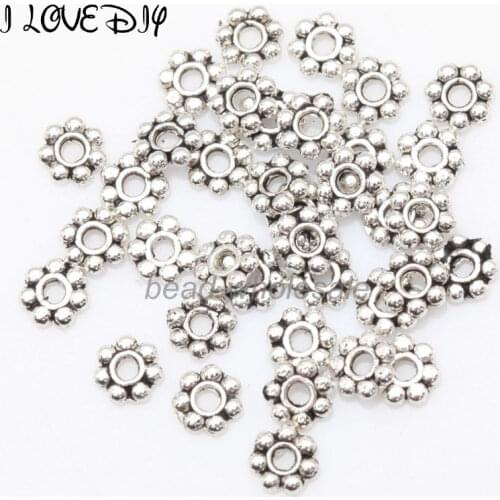 1000pcs 4mm Tibetan Silver Flower Spacer Beads Round Metal Wheel Spacers Beads for Jewelry Making