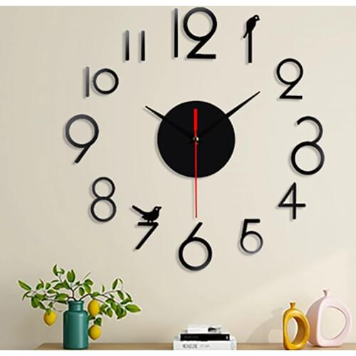 Household Living Room Mute Wall Clock Without Battery DIY 3D Digital Time Sticker 12 Hours Quarter Clock Home Office Decor