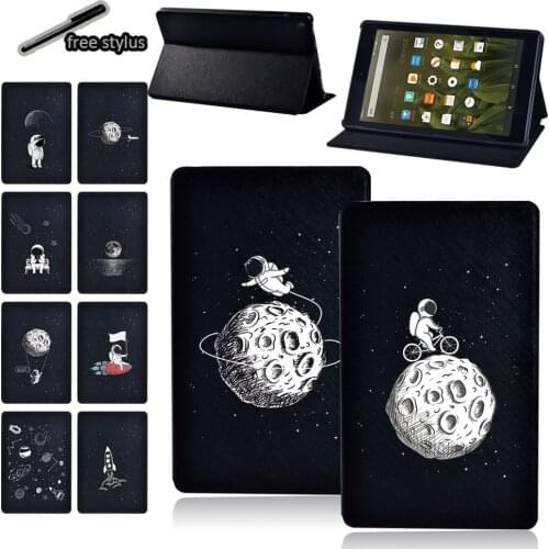 Tablet Case for Amazon Fire 7/Fire HD 8/HD 8 Plus/HD 10 Drop Resistance Leather Cover Case+ Free Stylus