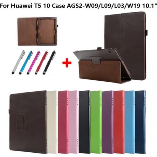 For Funda Tablet Huawei Mediapad T5 Case 10 10.1 Flip Stand Cover for Huawei Mediapad T5 10 10 1 AGS2-W09/W19/L03/L09 Funda +Pen