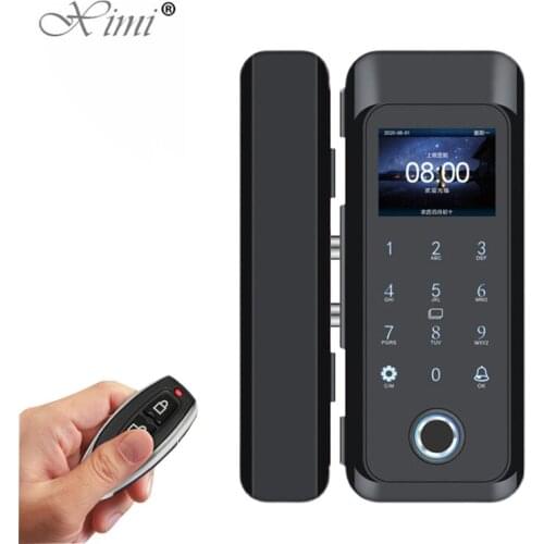 Biometric Fingerprint Glass Door Lock No Wiring RFID Card Electronic Glass Single Double Door Lock Universal Smart Door Lock