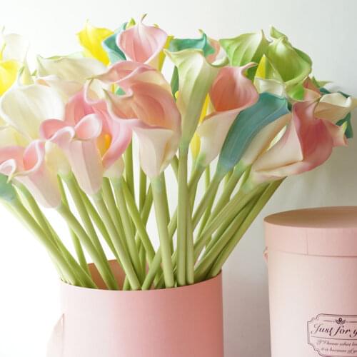 1 PC PU Artificial Flowers Calla Lily Bunch Fake Flower Bouquet Table Home Wedding Decoration Fall Decor