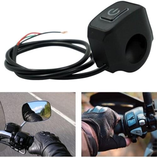 22mm 7/8'' Motorcycle Handlebar Switch Momentry Button For Electric Star Kill Waterproof Control Switch Button with LED light
