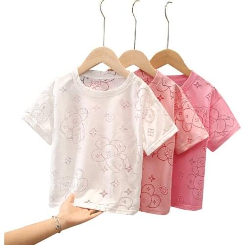 Summer new girls' bottoming short-sleeved Korean style hollow childrens comfortable T-shirt Western fashion baby top