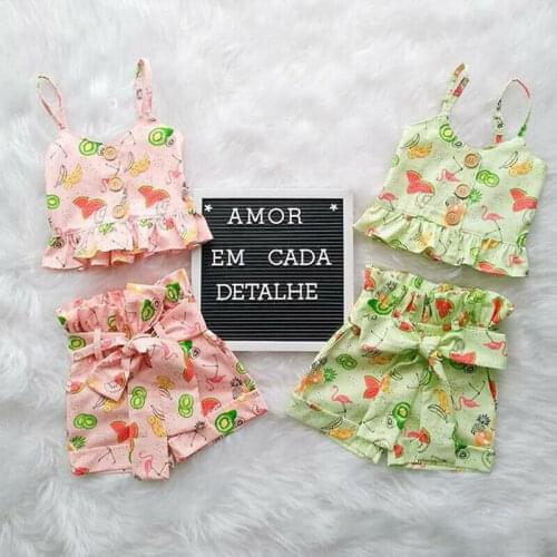 Baby Girls Summer Clothes Fashion Cotton Set Printed Fruit Sports Suit For A Girls T-Shirt + Shorts ChildrenS Clothing