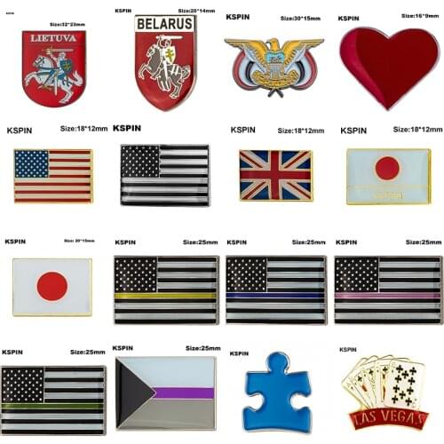 Metal Badge U.S.A Square Puzzle Belarus Red Heart Las Vegas Demisexual Pride Flag