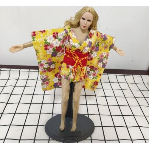 1/6 Scale Female Soldier Model Accessories Clothes Short Sexy Printed Kimono Yukata Improved Version