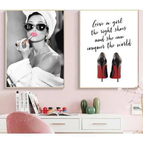 Fashion Girl Nordic Poster and Prints Magazine Wall Art Canvas Painting Quotes Wall Pictures for Living Room Decor Girls Gifts