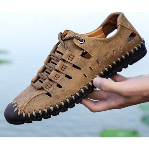 Mens Shoes Mens Sandals Summer High Quality Leather Casual Shoes Men Beach Sandals Sandalias Plus Size 48