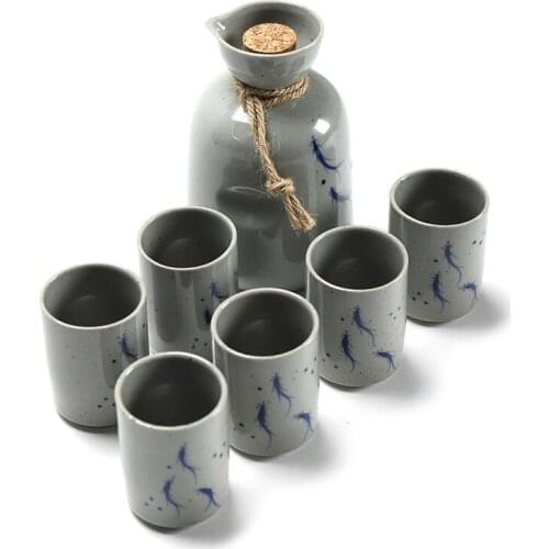 Handmade JapaneseWine Set Ceramic Wine Pot Liquor Divider Hand-Painted Small Wine Pot Restaurant Wine Set Household Jug Sake Set