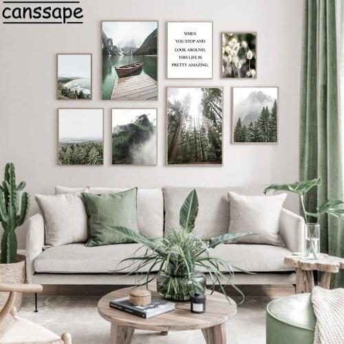 Nordic Wall Poster Forest Print Plants Paintings Boat Posters Mountain Prints Modern Painting Landscape Wall Pictures Home Decor