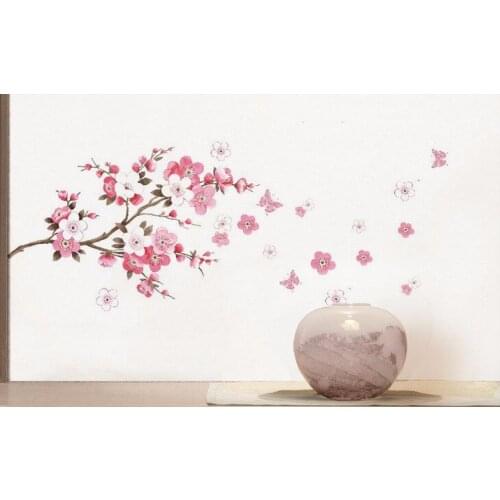 Plum Blossom Wall Sticker TV Background Decoration DIY Wall Poster Home Decor Bedroom For Children Wallstick Pail Packing