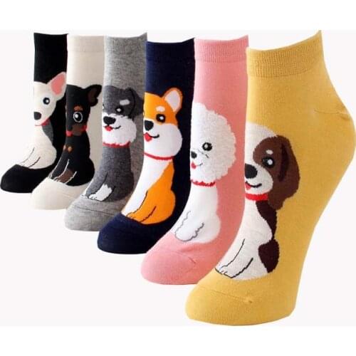 Hot sale! women cartoon socks 6Pairs/pack spring summer and autumn animals short sock lady and womans cotton ankle socks