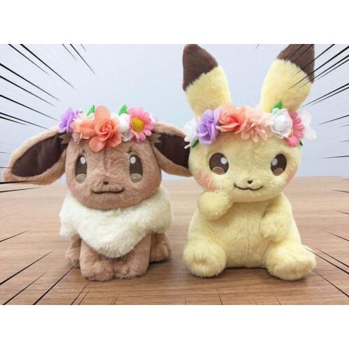 New Authentic Japan anime game Pikachu&Eievuis Easter Eevee 8" Plush Doll Stuffed Toy Limited Plush Doll Toy