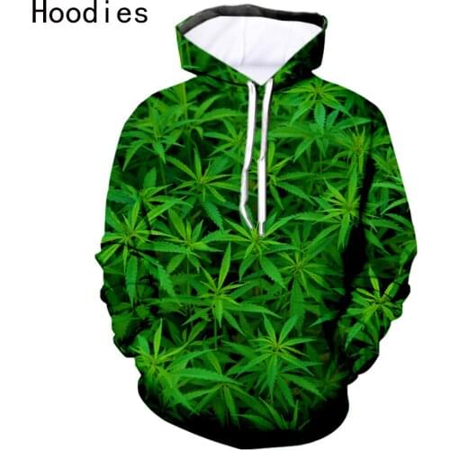 New Green Maple leaf Weeds Funny 3D Print Fashion Tracksuits Crewneck Hip Hop Hoodies Plus size S-7XL harajuku man hoodies