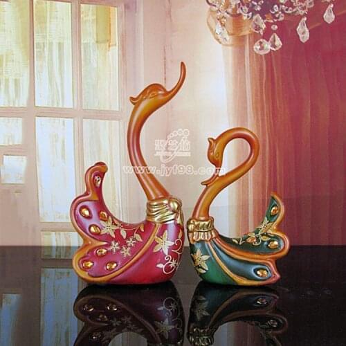 One pair of swans couple festive ornaments high-grade fine marriage Ritual creative living room furnishings bar