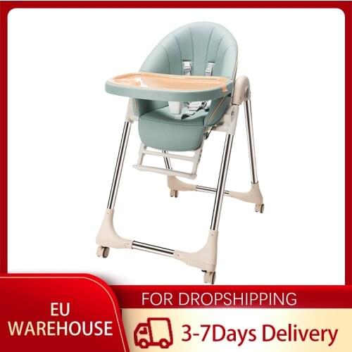 Children Dining Chair Adjustable Baby Dining Chair Multifunctional Foldable Infant Stool Seat PU Cushion With Wheels Removable
