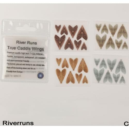 Riverruns Realistic Flies 32pcs/Bag Caddis Dry Trout Flies Wings 4 Color 4 Size