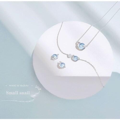 Original Design Fantasy Starry Sky Stone S925 Sterling Silver Small Snail Necklace Bracelet Earring Set Jewelry Set Stud Earring