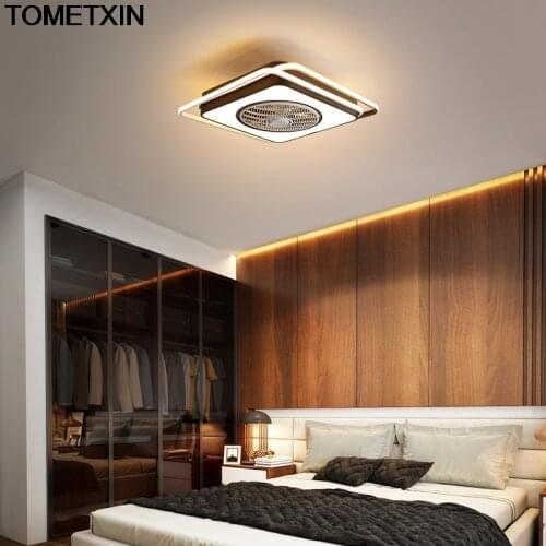 Modern chandelier with fan Square 55x55cm led chandelier lighting Black+white/Green luces led decoracion light fixtures