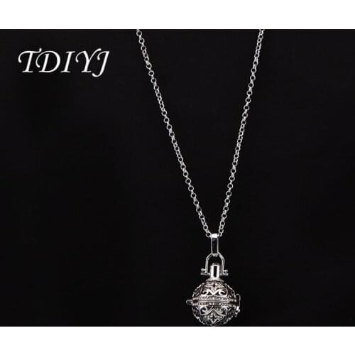 TDIYJ Steel Angel Pregnant Pendant Necklace Harmonious Ball Cage 18mm for Baby Sounds Chime Ball Mexican Jewelry 1Set