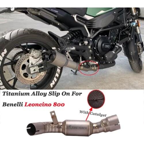 Titanium Alloy Slip On For Benelli Leoncino 800 Motorcycle Exhaust System Escape Link Pipe Catalyst Delete Eliminator Enhanced