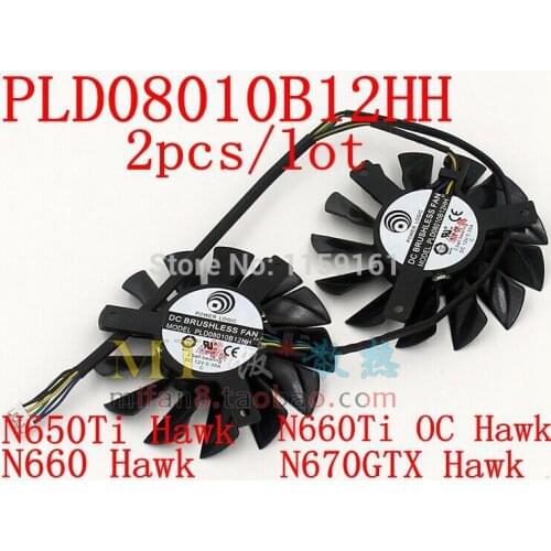 Free Shipping 2pcs/lot PLD08010B12HH 74MM 52mmx52mmx52mm MSI N670GTX Hawk N660Hawk N660Ti OC Hawk N650Ti Hawk graphics card fan