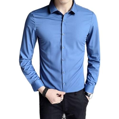 Men Shirt Long Sleeve Solid Color Trim Business Cotton Spring Autumn Streetwear Youth Popular The New Listing Surprise Price