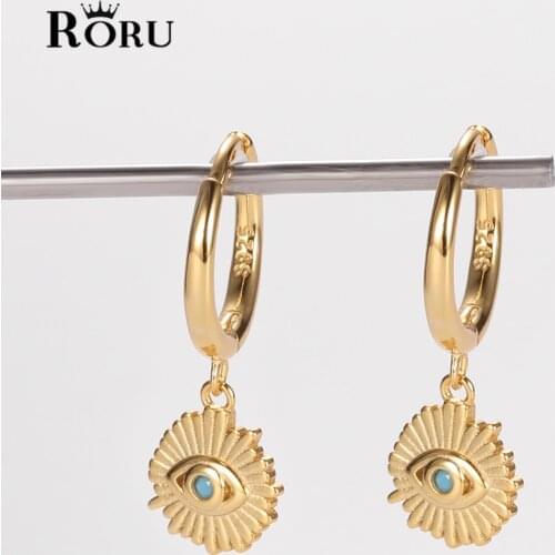 S925 Sterling Silver Hoop Earrings Buckle Ladies Devils Eye Crystal Gem Pendant Fashion Jewelry for Women Party Birthday Gifts