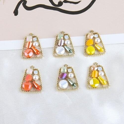 4pcs 2019 New Womens Earrings Crystal Pearl Pendant Hollow Geometric Pendant Vintage female Drop Earrings Diy Handmade Jewelry