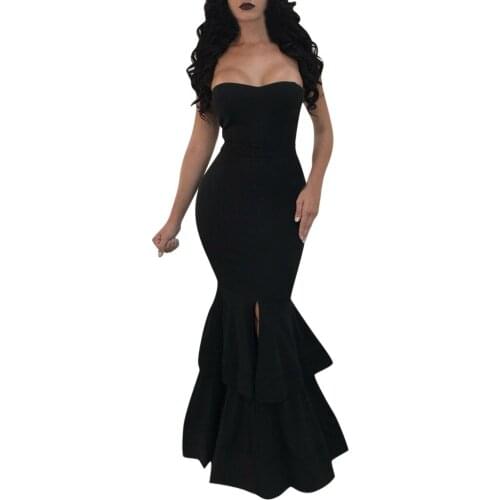 Home&Nest Women Elegant Off The Shoulder Party Gown Satin Sexy Dress Evening Slit Dresses 2019 Long Vestido Fiesta