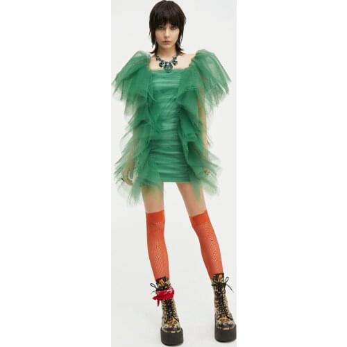 Simple Caseal Green Women Dress Tulle Ruffle Mini Dress Strapless Fashion Party Dress Photography Custom Made Plus Size