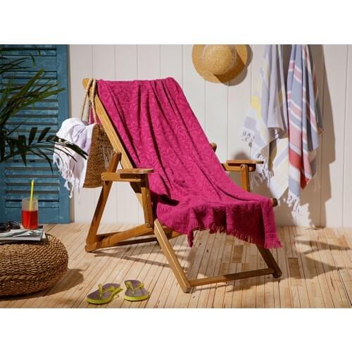 English Home Chic Damask Jacquard Beach Towel 80x150 cm Plum Red