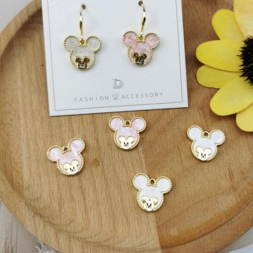 10pcs Acrylic Mickey Head Alloy Charms Pendants Fit Earring Bracelet Dangles DIY Jewelry Accessories Phone Case Decor 14*16mm