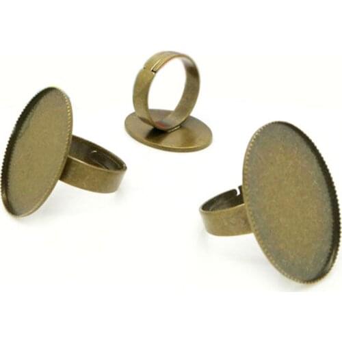 10pcs Vintage Ring Blank Base with Teeth edge 13*18/18*25/30*40mm Cameo Base Setting DIY Handmade Cabochons Antique Bronze