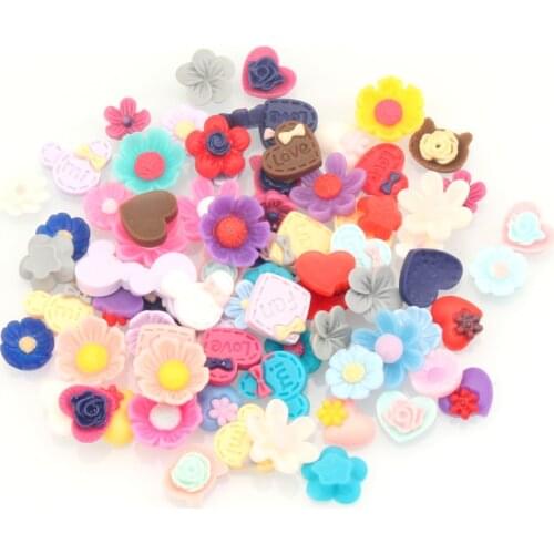100Pcs Mixed Candy Resin Flower Cabochon Flatback Decoration Crafts Embellishments For Scrapbooking DIY Accessories