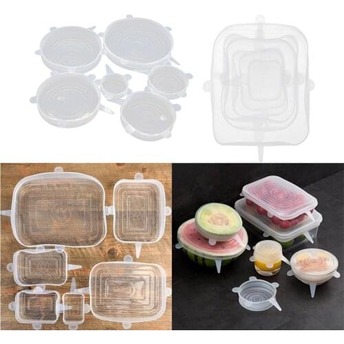 2 Set Clear Silicone Stretchy Lids Pot Bowl Covers Heat Resistant SAFETY
