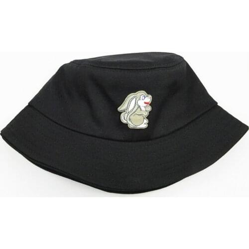 2021 Rabbit Animal Embroidery Cotton Bucket Hat Fisherman Hat Outdoor Travel Sun Cap Hats for Men and Women 274