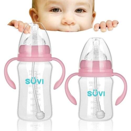 300ml Newborn Baby Infant Nursing Milk Fruit Juice Water Feeding Wide Mouth Silicone Nipple Pacifier Drink Bottle