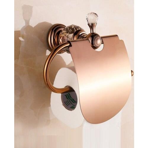 Bathroom Paper Holders Crystal Solid Brass Paper Roll Holder Toilet Paper Holder Tissue Holder Bathroom Accessories Gold/Chrome