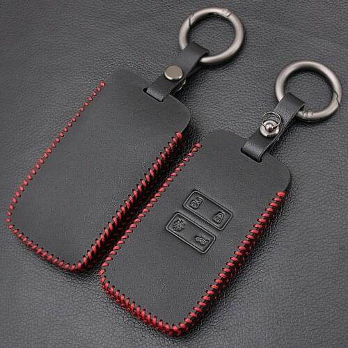 Leather Car Key Case For Renault Koleos Kadjar Scenic Megane Sandero Keyless Remote Fob Shell Protector Cover Auto Accessories
