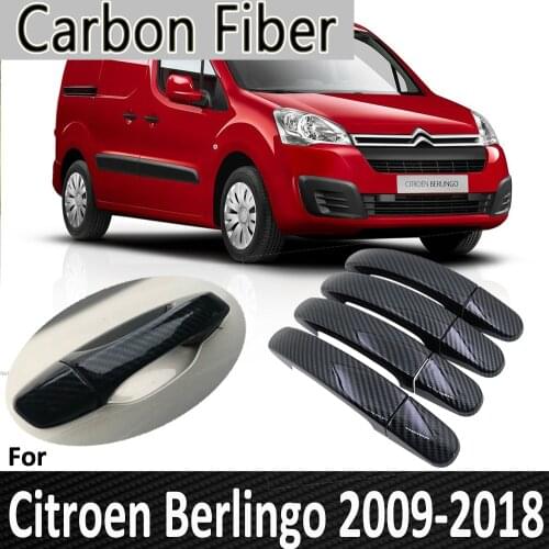 Black Carbon Fiber for Citroen Berlingo 2008 2009 2010 2011 2012 2013 2014 2015 2016 2017 2018 Door Handle Cover Car Accessories